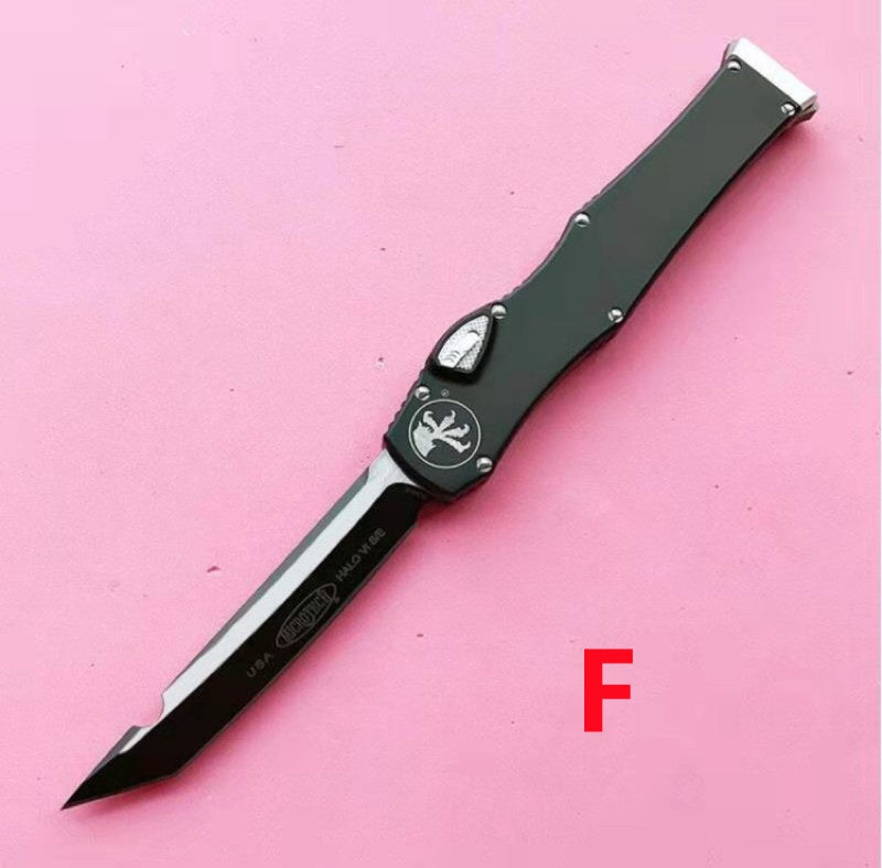 New Microtech Halo V6 Top Quality Adjustable Switchblade Flick Knife OTF Automatic Knife Aviation Aluminum Handle Spring Assisted Knives Camping Hunting Hand Tools Christmas Gift