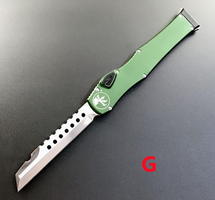 New Microtech Halo V6 Top Quality Adjustable Switchblade Flick Knife OTF Automatic Knife Aviation Aluminum Handle Spring Assisted Knives Camping Hunting Hand Tools Christmas Gift