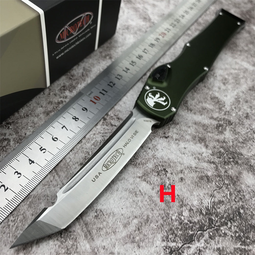 New Microtech Halo V6 Top Quality Adjustable Switchblade Flick Knife OTF Automatic Knife Aviation Aluminum Handle Spring Assisted Knives Camping Hunting Hand Tools Christmas Gift