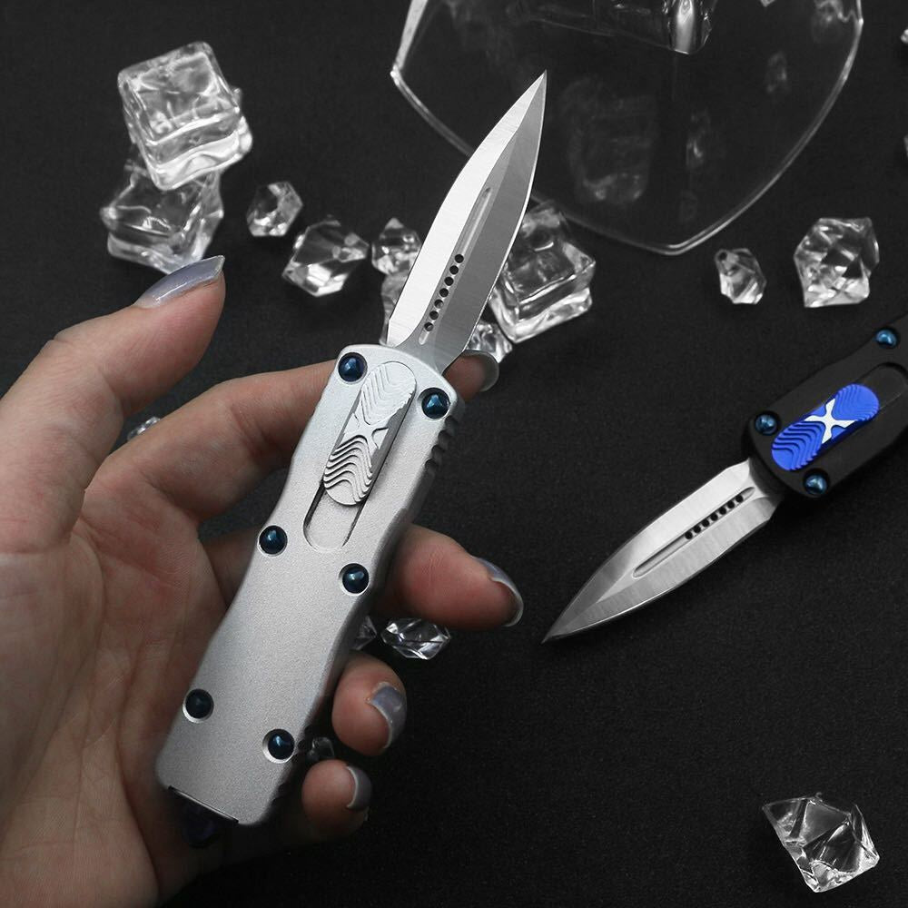 Microtech Mini OTF Automatic Knife D2 Steel Blade T-6061 Aviation Aluminum Handle Outdoor Camping Tactical Knife EDC Pocket Knife Gifts