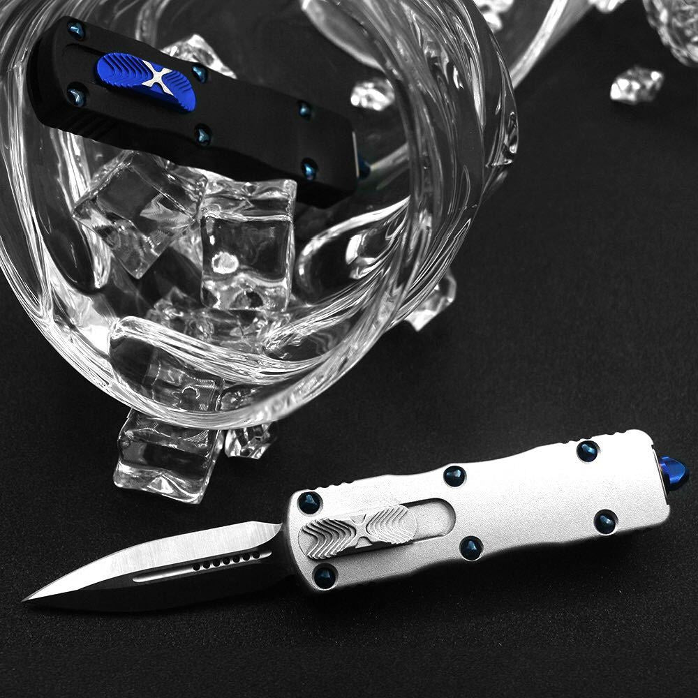 Microtech Mini OTF Automatic Knife D2 Steel Blade T-6061 Aviation Aluminum Handle Outdoor Camping Tactical Knife EDC Pocket Knife Gifts