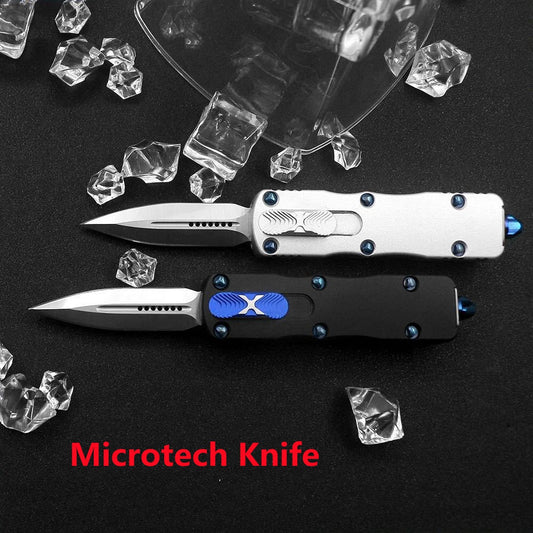 Microtech Mini OTF Automatic Knife D2 Steel Blade T-6061 Aviation Aluminum Handle Outdoor Camping Tactical Knife EDC Pocket Knife Gifts