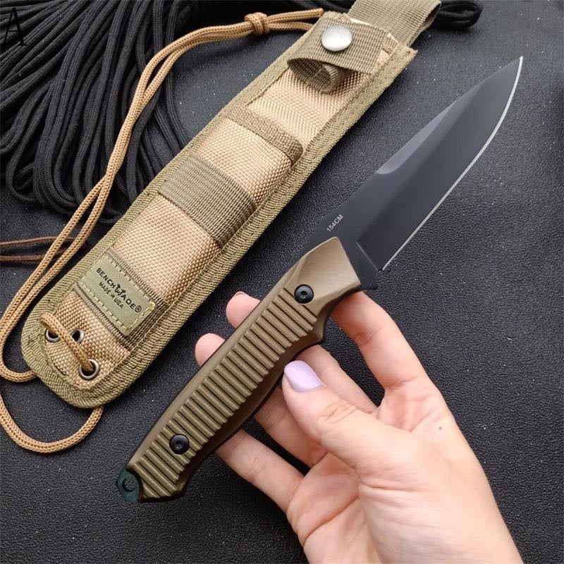 8.8" BENCHMADE - Nimravus 140BK Knife Tactical Fixed Blade Hunting Knives Outdoor Camping Knives Multifunctional Survival Knives ABS Hilt Nylon Scabbard