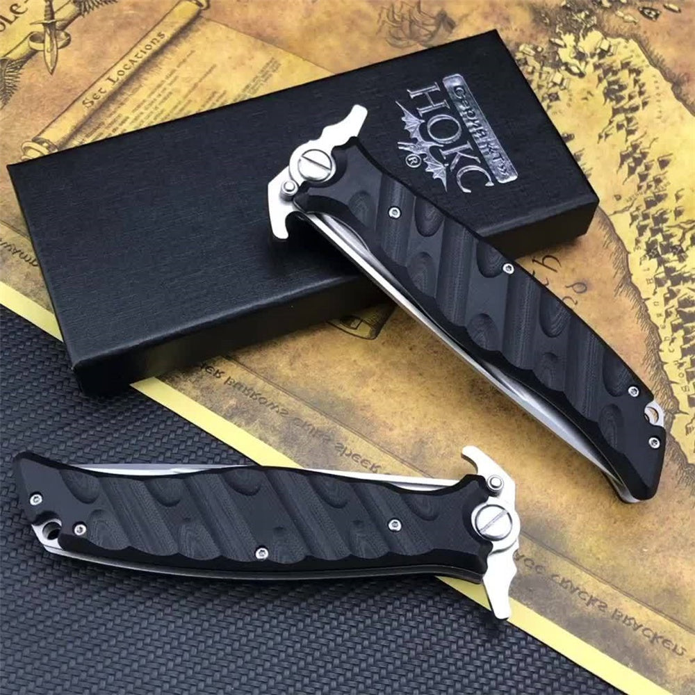 RUSSIA HOCK Finka S Knox Tactical Folding Knife EDC Tool D2 Blade Black G10 Handle Hunting Survival Pocket Knives