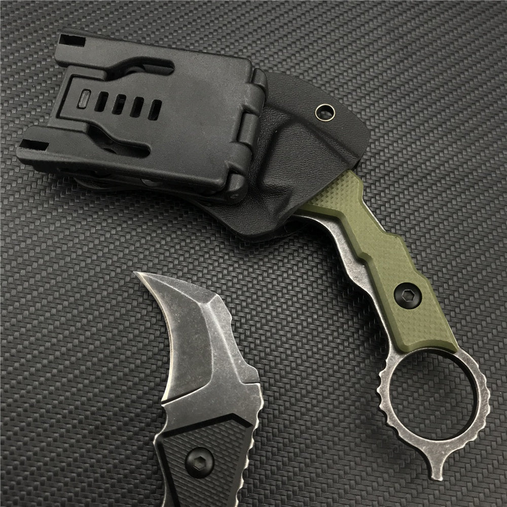 Mini Outdoors Karambit Claw Machete Tactical Knife Fixed Black Knife Camping Survival Tools Hunting Combat Survival Fighting EDC Knives Gift K Sheath