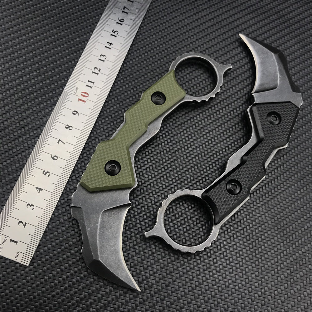 Mini Outdoors Karambit Claw Machete Tactical Knife Fixed Black Knife Camping Survival Tools Hunting Combat Survival Fighting EDC Knives Gift K Sheath