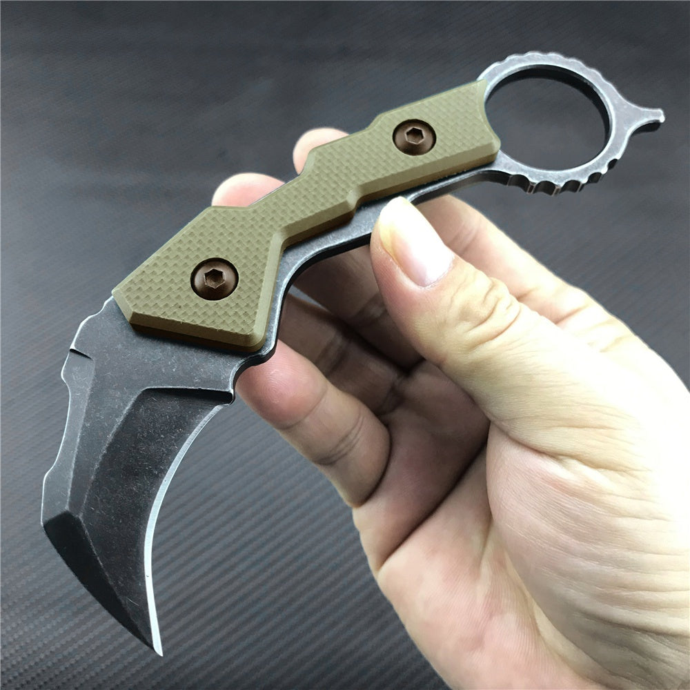 Mini Outdoors Karambit Claw Machete Tactical Knife Fixed Black Knife Camping Survival Tools Hunting Combat Survival Fighting EDC Knives Gift K Sheath