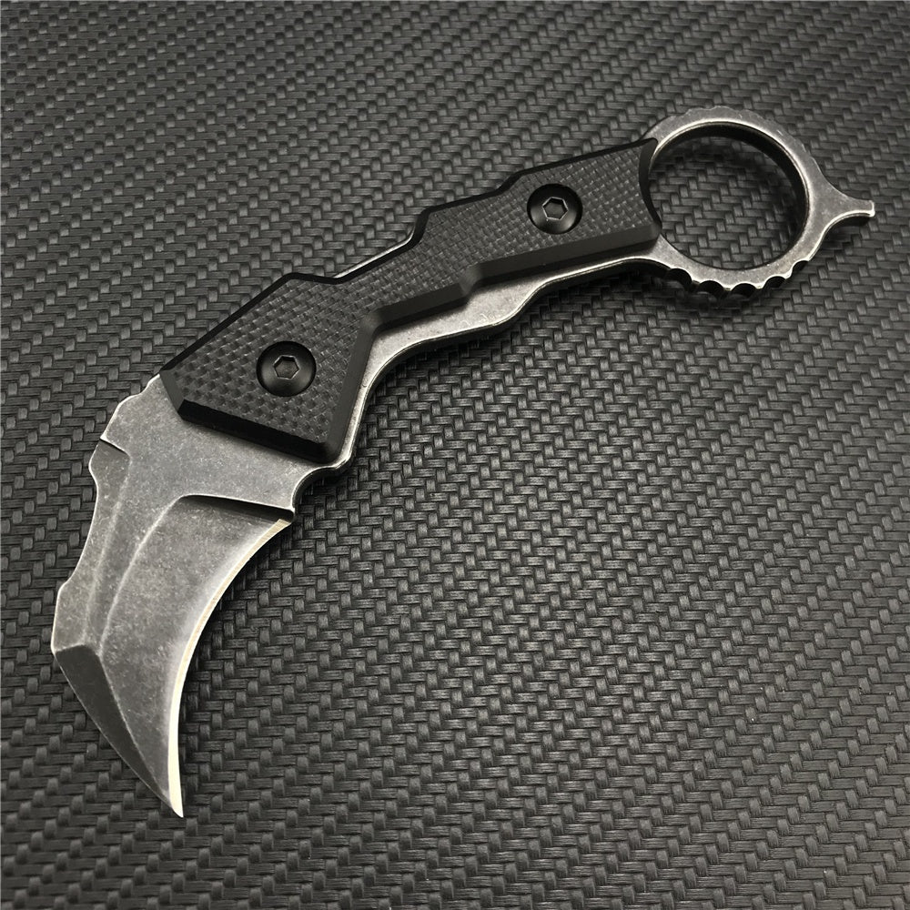 Mini Outdoors Karambit Claw Machete Tactical Knife Fixed Black Knife Camping Survival Tools Hunting Combat Survival Fighting EDC Knives Gift K Sheath