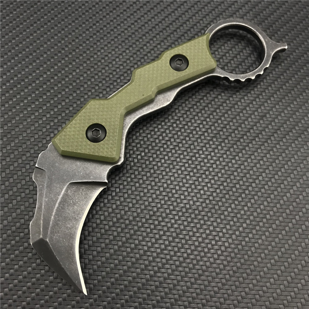 Mini Outdoors Karambit Claw Machete Tactical Knife Fixed Black Knife Camping Survival Tools Hunting Combat Survival Fighting EDC Knives Gift K Sheath