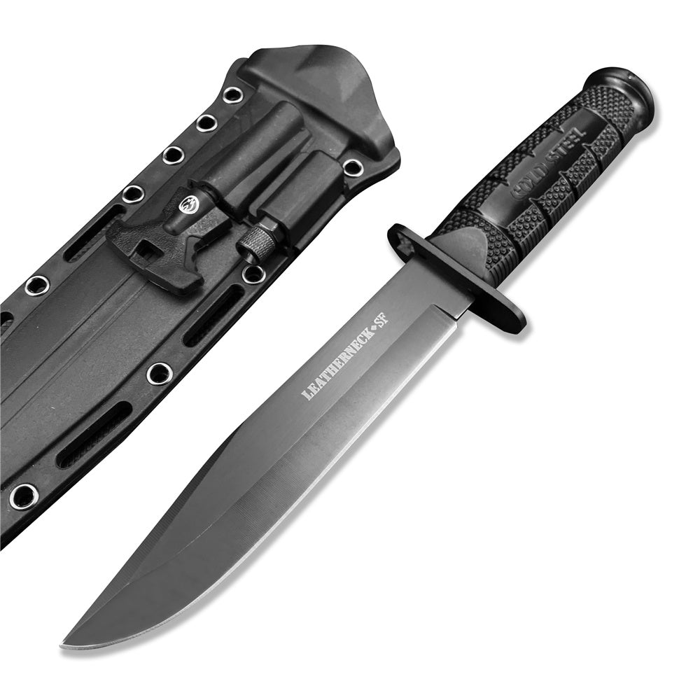 Tactical Survival Hunting Outdoor Camping Knife Cold Steel Leatherneck Fixed Blade Bowie Kydex Sheath &Small Flashlight and Flintstone