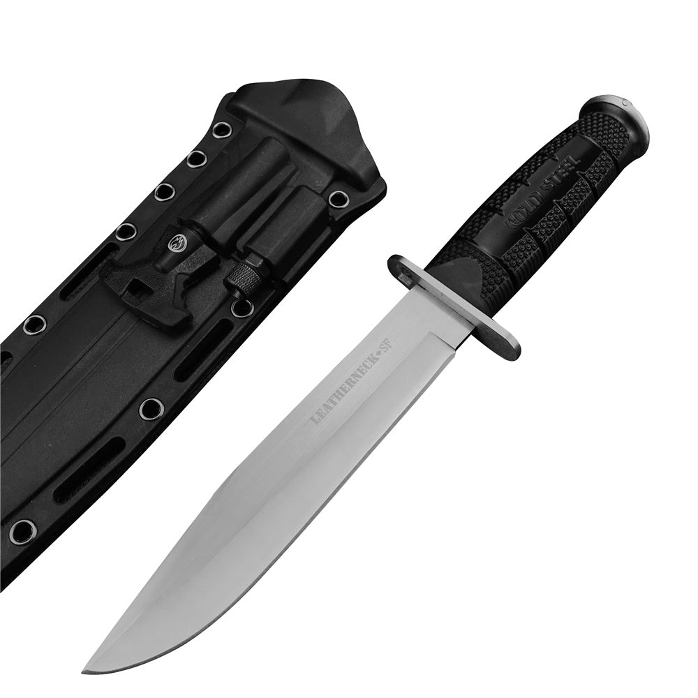 Tactical Survival Hunting Outdoor Camping Knife Cold Steel Leatherneck Fixed Blade Bowie Kydex Sheath &Small Flashlight and Flintstone