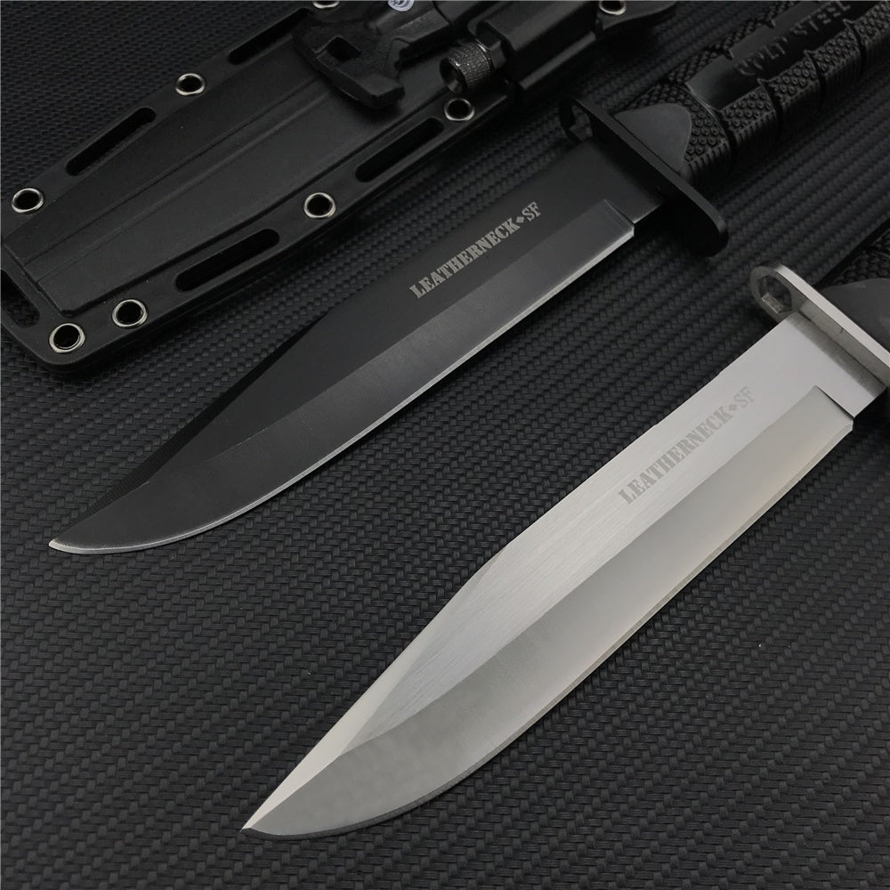 Tactical Survival Hunting Outdoor Camping Knife Cold Steel Leatherneck Fixed Blade Bowie Kydex Sheath &Small Flashlight and Flintstone