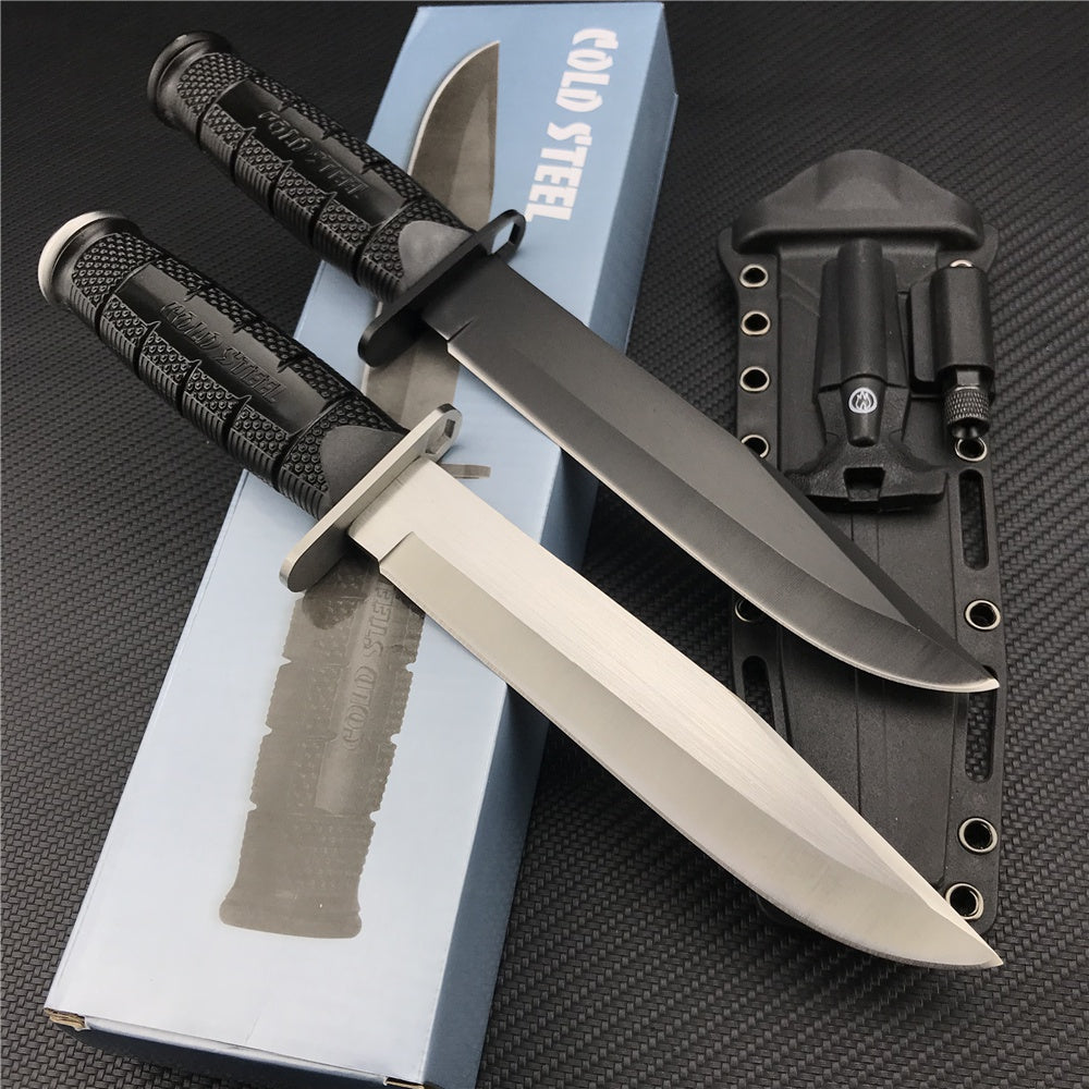 Tactical Survival Hunting Outdoor Camping Knife Cold Steel Leatherneck Fixed Blade Bowie Kydex Sheath &Small Flashlight and Flintstone