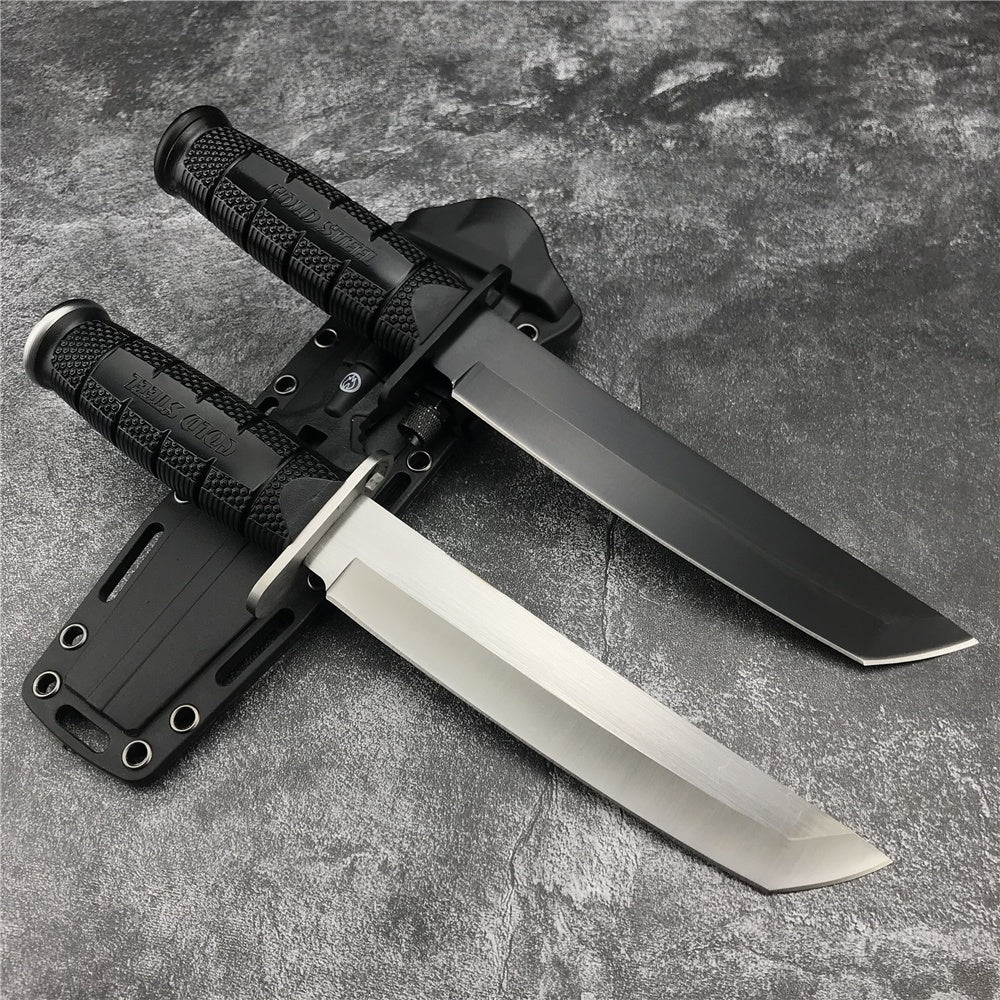 Tactical Survival Hunting Outdoor Camping Knife Cold Steel Leatherneck Fixed Blade Bowie Kydex Sheath &Small Flashlight and Flintstone