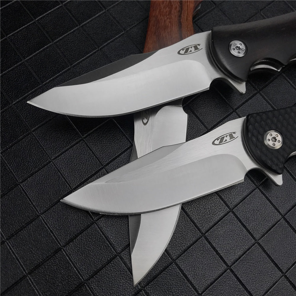 ZT ZERO TOLERANCE0606 Tactical Folding Knife 9cr13mov Blade G10 Ebony Wooden Handle Camping Survival Pocket Knives Ball Bearing Flipper Outdoor Tools