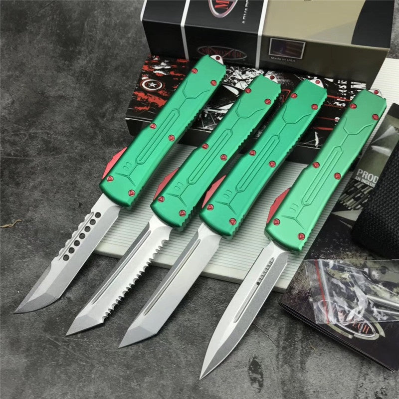 Microtech AUTO OTF Spring Assist Automatic Knife Aviation Aluminum Handle Quick Switch Straight Out The Front Outdoor Hiking Camping Survival Tactical Knife