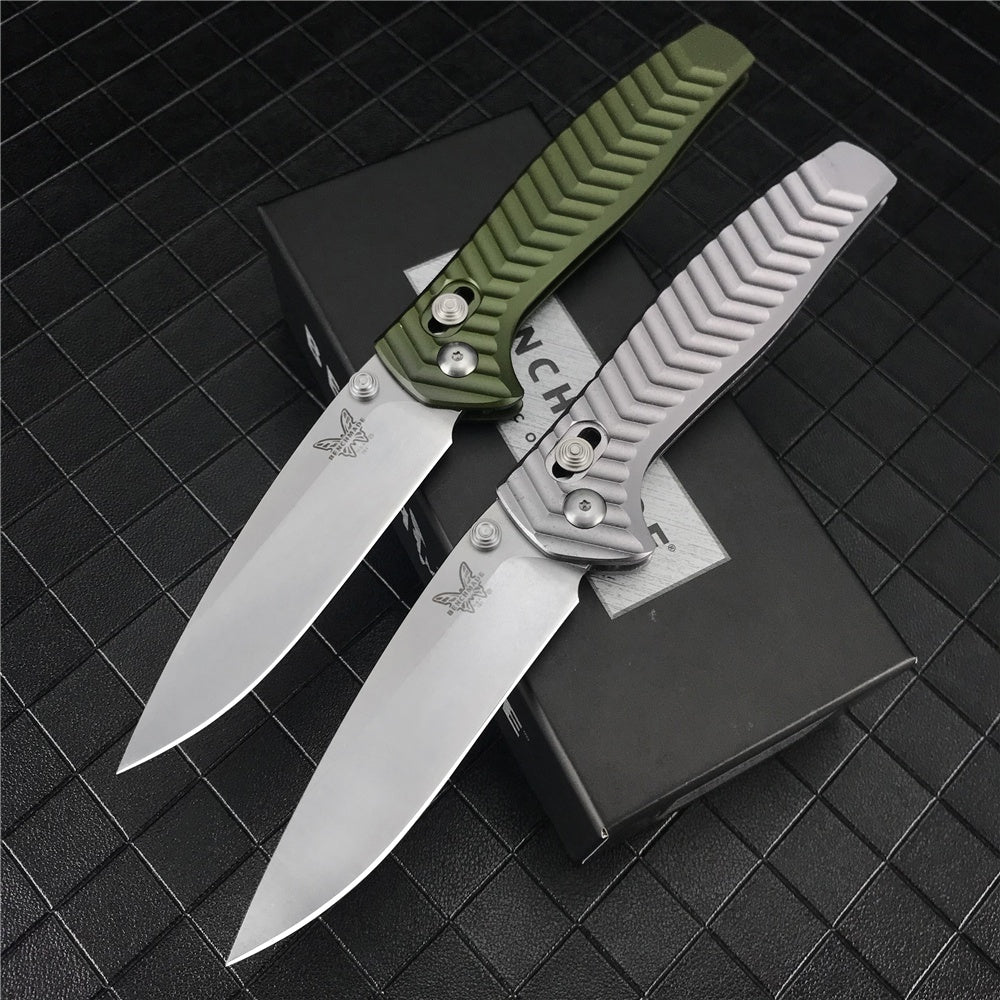 Benchmade 781 Anthem Folding Knife 3.5" Satin CPM-20CV Blade, Bronze Chevron Integral Titanium Handles
