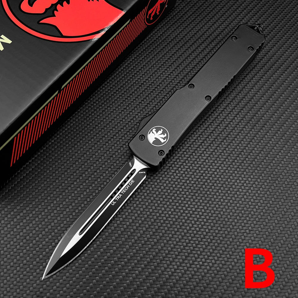 NEW Microtech UT70 Top Quality Adjustable Switchblade Flick Knife Tactical Dagger OTF-Safety Cutting Knives Aviation Aluminum Handle Spring Assisted Knives Camping Hunting Hand Tools