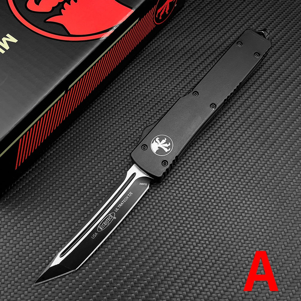 NEW Microtech UT70 Top Quality Adjustable Switchblade Flick Knife Tactical Dagger OTF-Safety Cutting Knives Aviation Aluminum Handle Spring Assisted Knives Camping Hunting Hand Tools