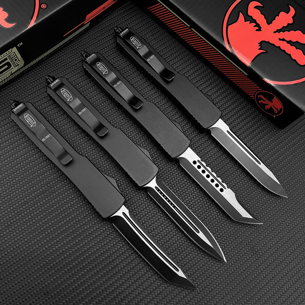 NEW Microtech UT70 Top Quality Adjustable Switchblade Flick Knife Tactical Dagger OTF-Safety Cutting Knives Aviation Aluminum Handle Spring Assisted Knives Camping Hunting Hand Tools