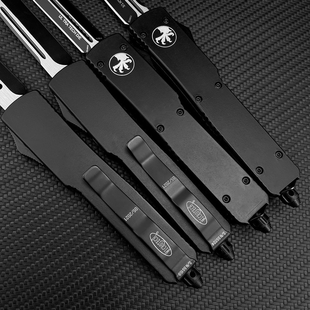 NEW Microtech UT70 Top Quality Adjustable Switchblade Flick Knife Tactical Dagger OTF-Safety Cutting Knives Aviation Aluminum Handle Spring Assisted Knives Camping Hunting Hand Tools