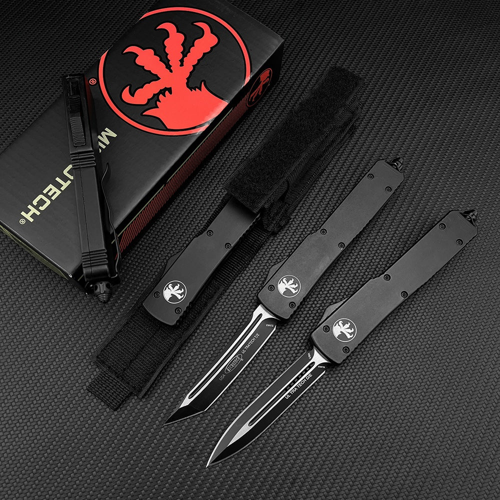 NEW Microtech UT70 Top Quality Adjustable Switchblade Flick Knife Tactical Dagger OTF-Safety Cutting Knives Aviation Aluminum Handle Spring Assisted Knives Camping Hunting Hand Tools