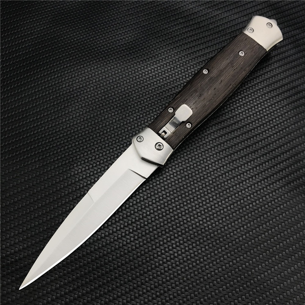 Damascus Steel Stiletto KnifeTactical Gear AUTO Folding Blade EDC Survival Knives Spring Assisted Knife Outdoor Camping Combat Hunting Knife