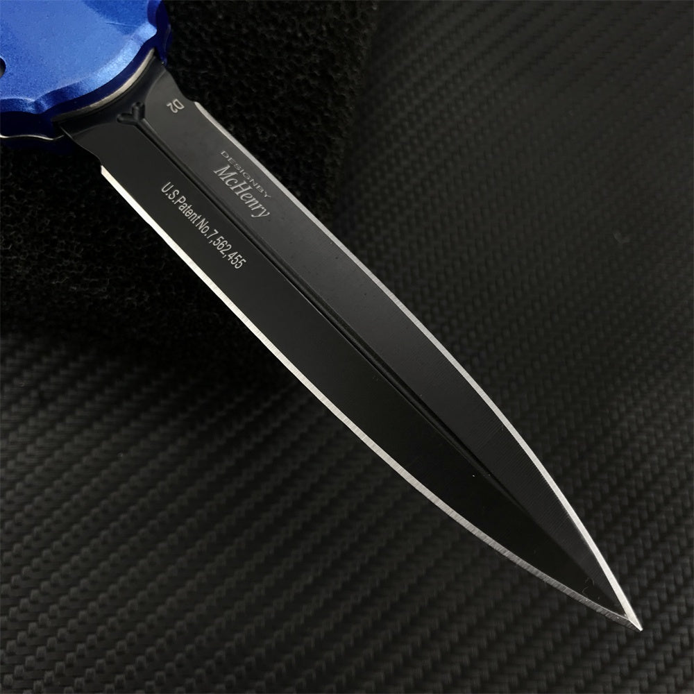 2022 New Spring Assisted Open Camping Survival OTF Knife D2 Blade Blue Aluminum Handle Benchmade 3300BK Auto Switchblade Outdoor Hunting tools