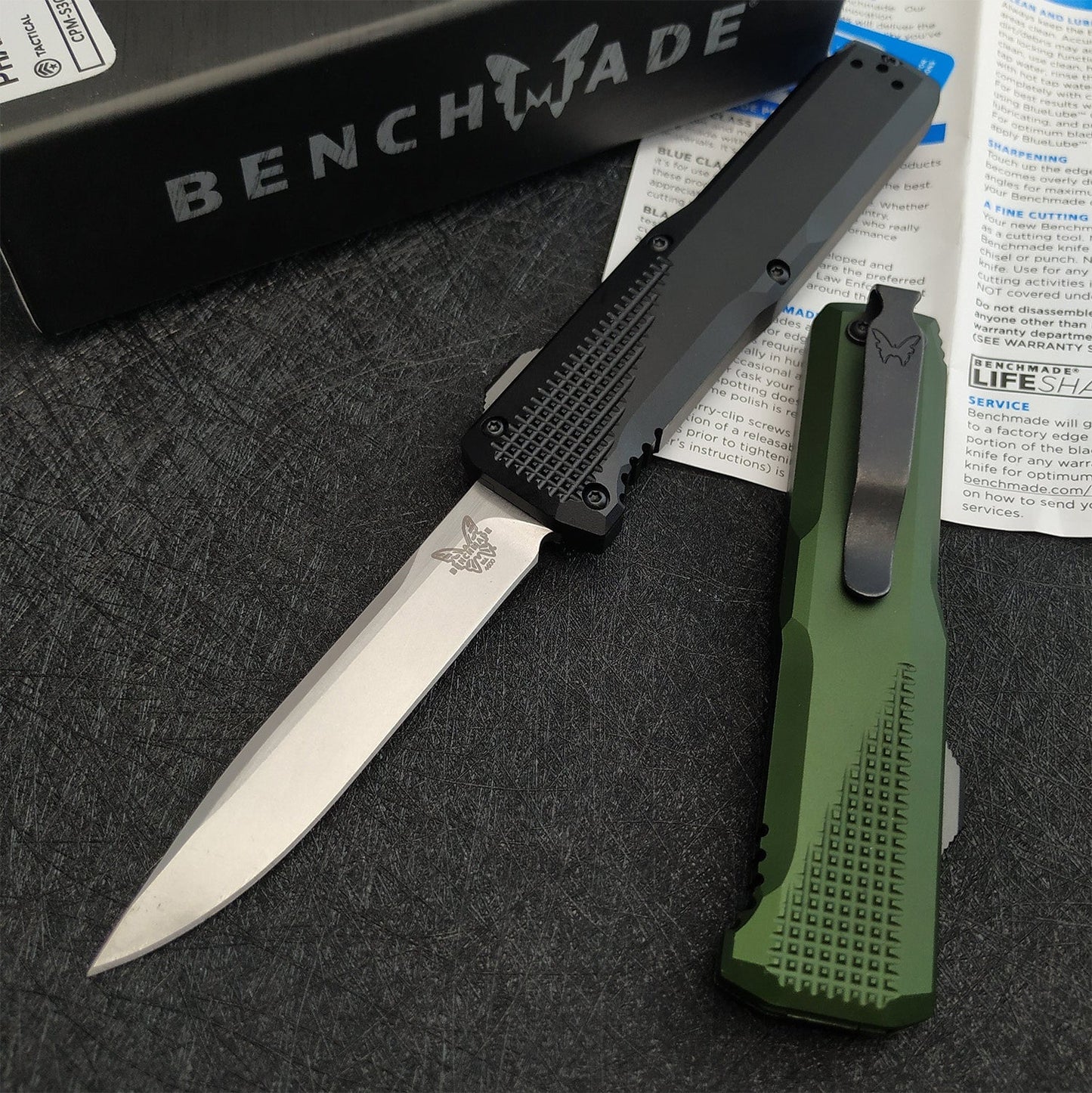 2022 NEW Tactical Knives AUTO EDC Spring Assist Knife Benchmade 4600  Double Action OTF AUTOMATIC Knife - 3.45''Plain Edge CPM-S30V Blade - Black Anodized 6061-T6 Aluminum Handle