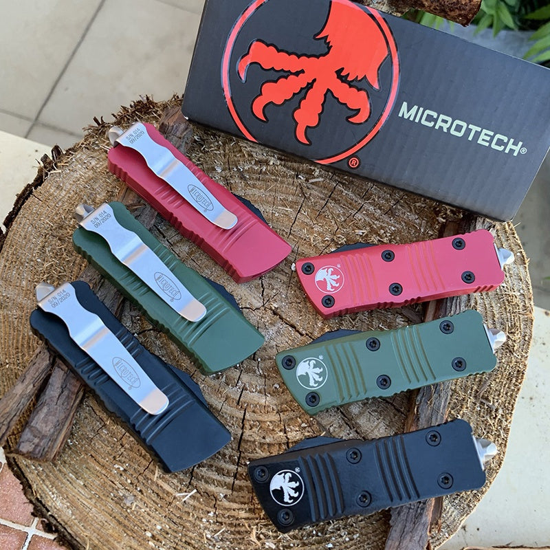 2022 New Microtech Mini OTF Automatic Knife 5.5'' Matte Danto D2 Steel Blade Aluminum Handle Outdoor Camping Hunting Knife Tactical Knife EDC Pocket Knife