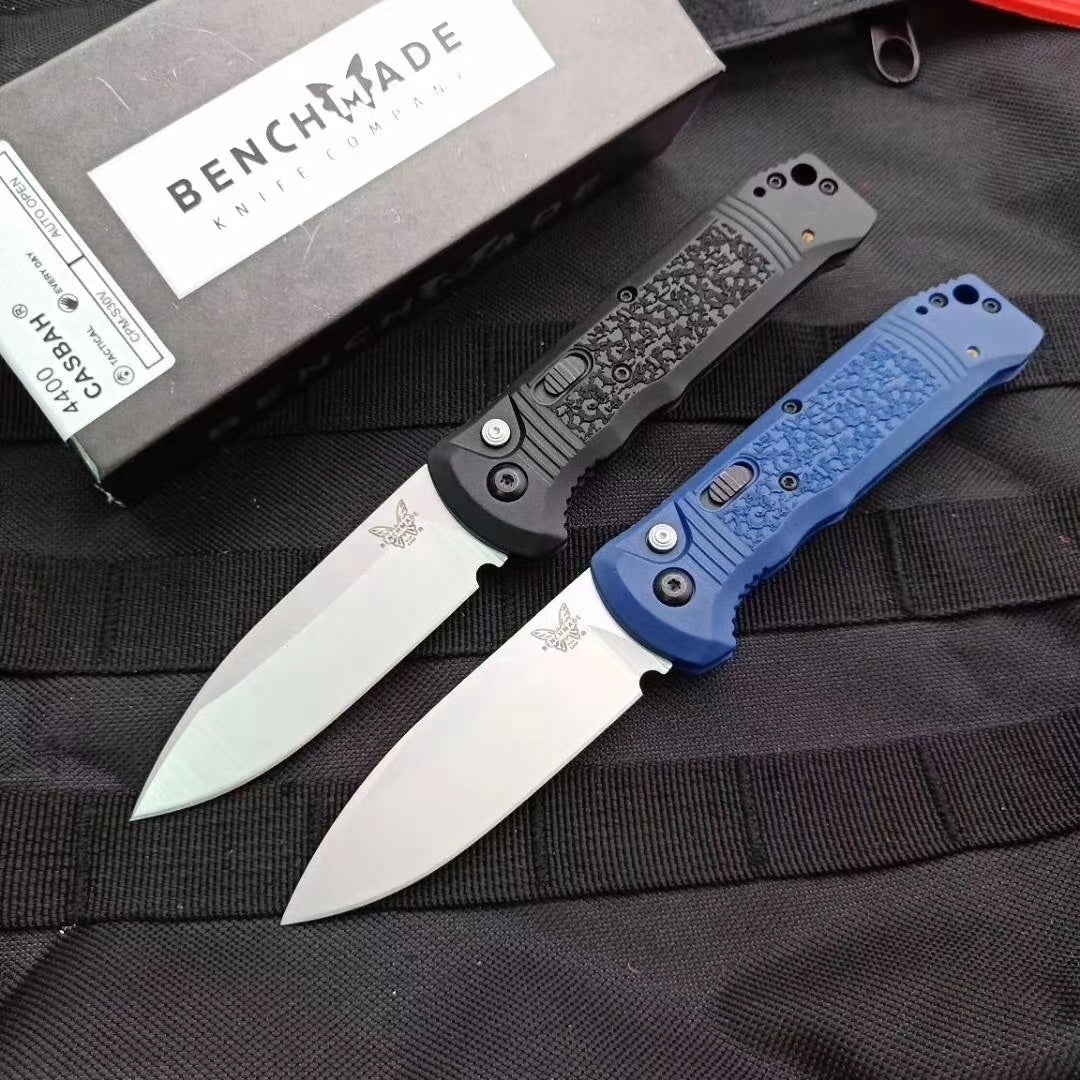 Benchmade 4400-1 Casbah AUTO Folding Spring Knife 3.4" Satin S30V Drop Point Blade,  Textured Grivory Handles Tactical Hunting Camping Pocket Knife