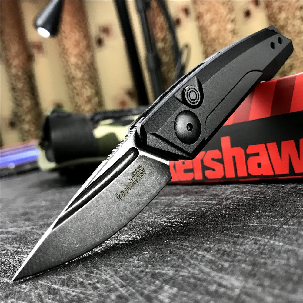 New Tactical Knife Kershaw 7250 Launch 9 AUTO Folding Knife 1.8" Working Finish CPM-154 Drop Point Blade, Black with Green Anodized Aluminum Handles