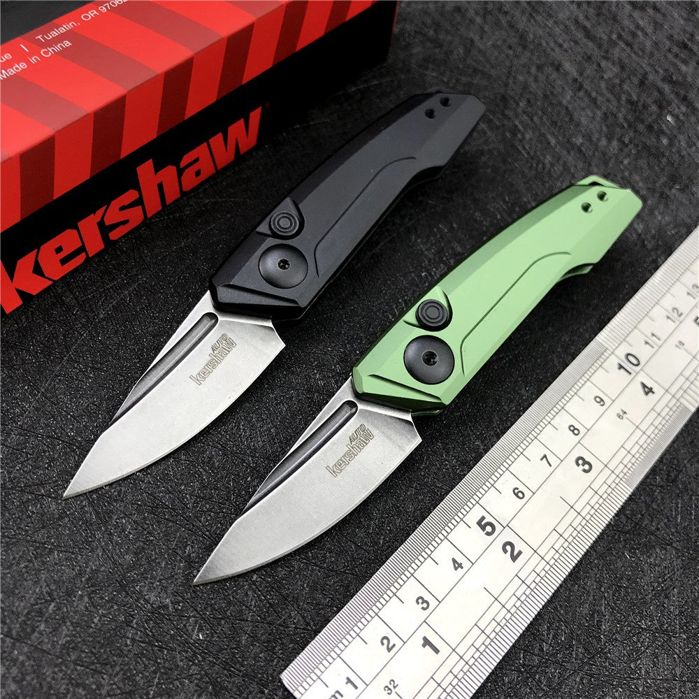 New Tactical Knife Kershaw 7250 Launch 9 AUTO Folding Knife 1.8" Working Finish CPM-154 Drop Point Blade, Black with Green Anodized Aluminum Handles