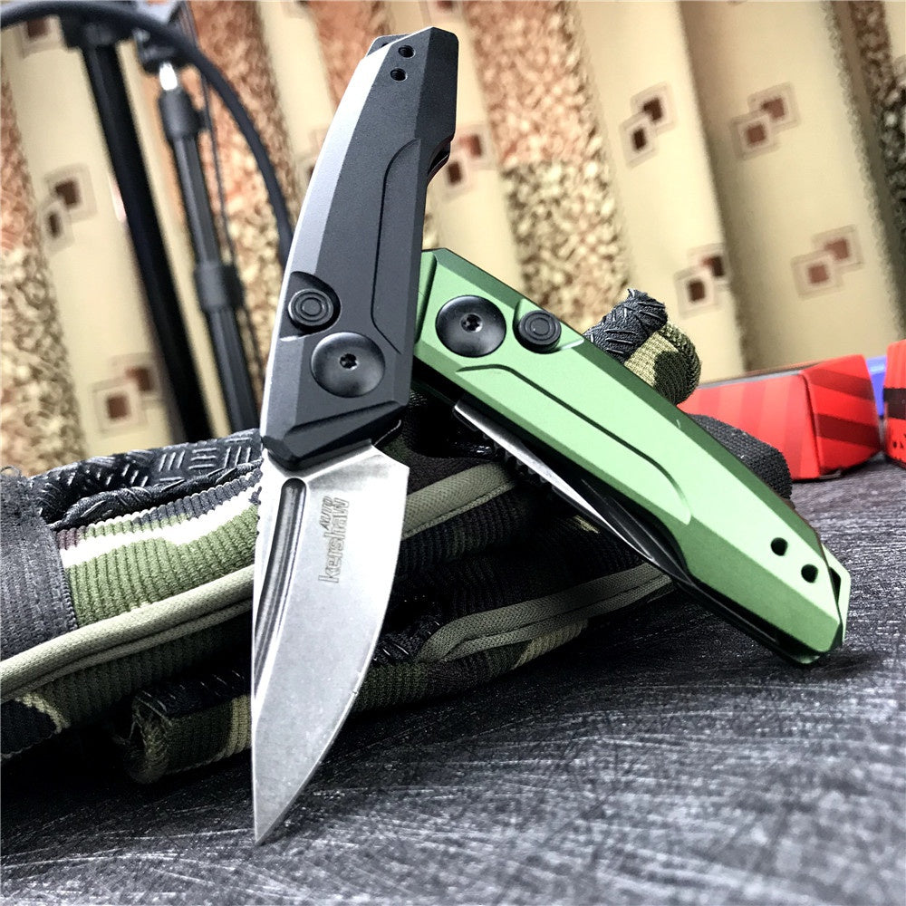 New Tactical Knife Kershaw 7250 Launch 9 AUTO Folding Knife 1.8" Working Finish CPM-154 Drop Point Blade, Black with Green Anodized Aluminum Handles