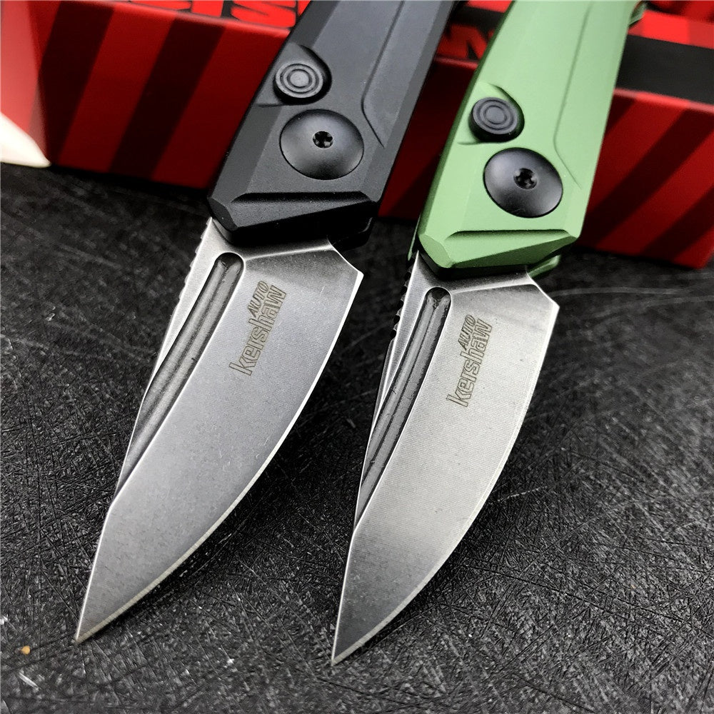 New Tactical Knife Kershaw 7250 Launch 9 AUTO Folding Knife 1.8" Working Finish CPM-154 Drop Point Blade, Black with Green Anodized Aluminum Handles