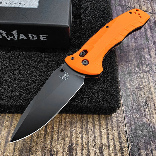Tactical Benchmade - Turret 980, Pocket EDC Folding Knife, CPM-S30V Drop-Point Blade, Manual Open, Axis Locking Mechanism，Coated, Serrated, 980SBK Turret Assisted Knives Outdoor Camping Survival Tool