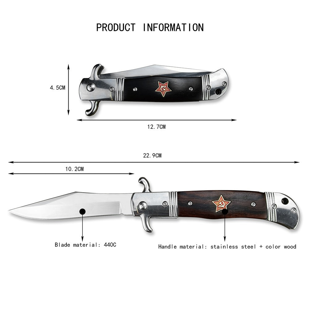 2022 New Russia Finka NKVD KGB AUTO OTF Stiletto Italian Style Automatic Knife AKC Spring Assisted Side Jump Knife Flick Knife 440C Stainless Steel Blade Camping Hunting  Knives