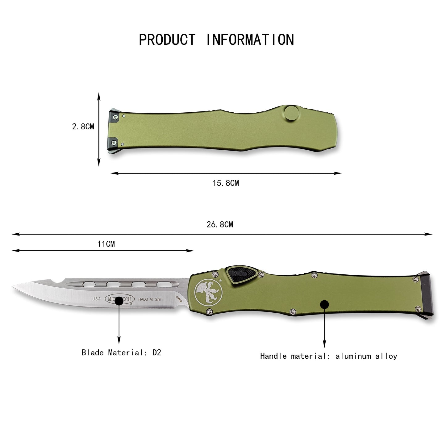 Microtech Everyday Carry Spring Assisted Knives Camping Hunting Tools Microtech Halo V6 Top Quality Adjustable Switchblade Flick Knife OTF Automatic Knife Aviation Aluminum Handle