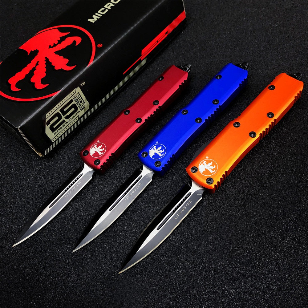 2022 NEW Microtech UT85 Adjustable Switchblade Flick Knife OTF Automatic Knife Aviation Aluminum handle spring assisted knives camping hunting hand tools 2 Styles