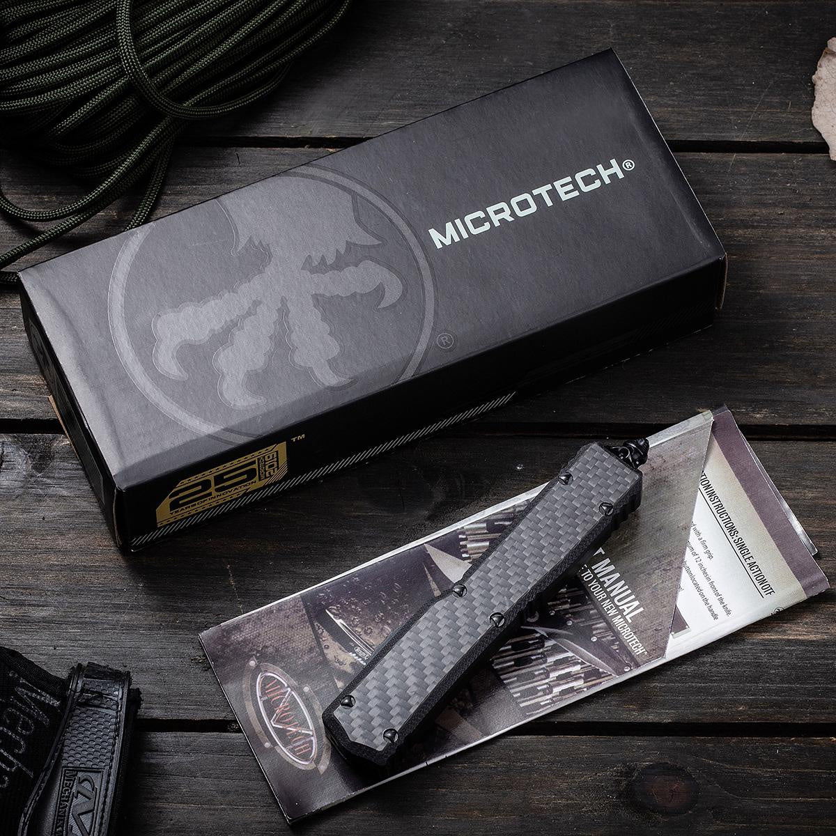 Microtech Top Quality Adjustable Switchblade Flick Knife OTF Automatic Knife Carbon Fiber Aluminum Handle Spring Assisted Knives Camping Hunting Hand Tools