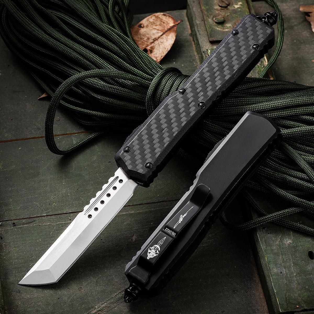 Microtech Top Quality Adjustable Switchblade Flick Knife OTF Automatic Knife Carbon Fiber Aluminum Handle Spring Assisted Knives Camping Hunting Hand Tools