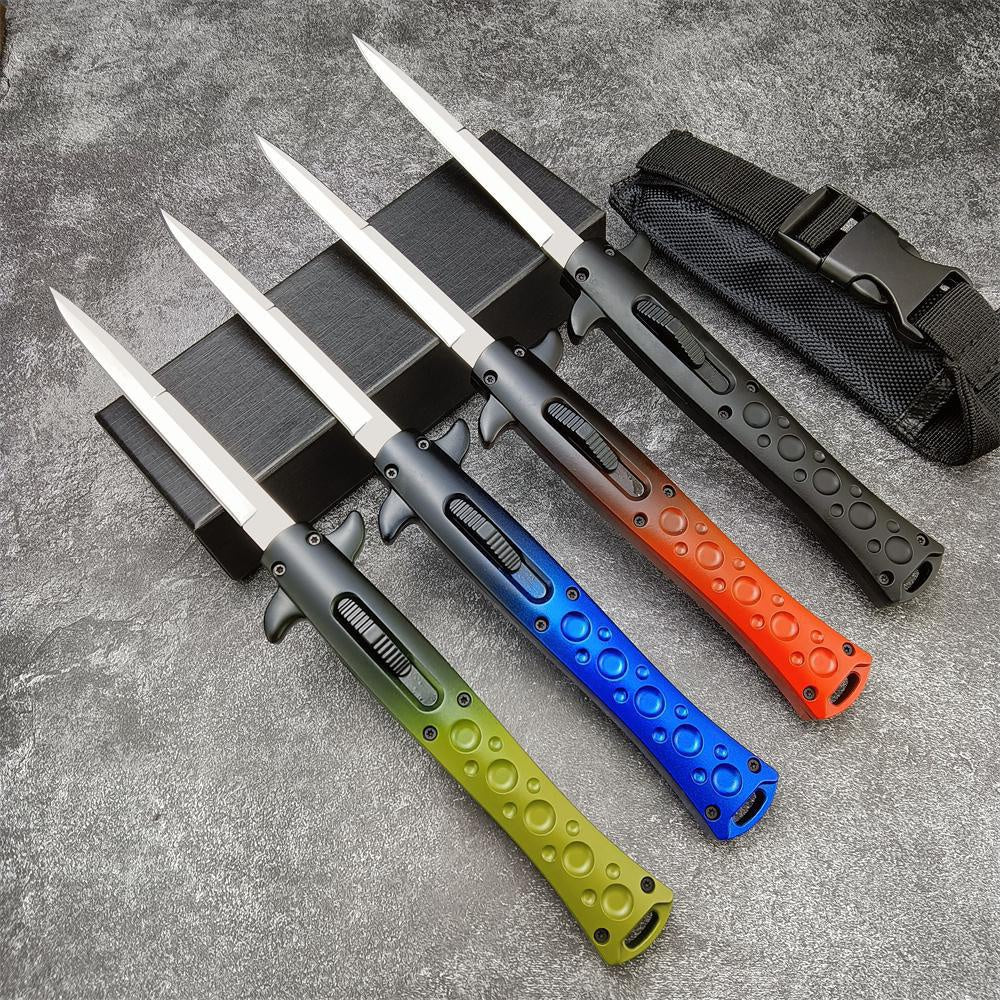 9 inch 11 Inch AUTO OTF AKC Italy By Bill DeShivs Stiletto Spring Assisted Open Knife 440C Blade Zinc Alloy Handle Straight Out Dagger Quick Opening Knives Tactical Hunting Pocket Tools