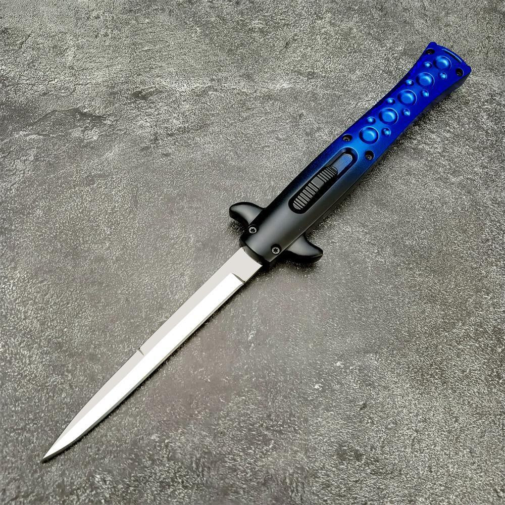 9 inch 11 Inch AUTO OTF AKC Italy By Bill DeShivs Stiletto Spring Assisted Open Knife 440C Blade Zinc Alloy Handle Straight Out Dagger Quick Opening Knives Tactical Hunting Pocket Tools