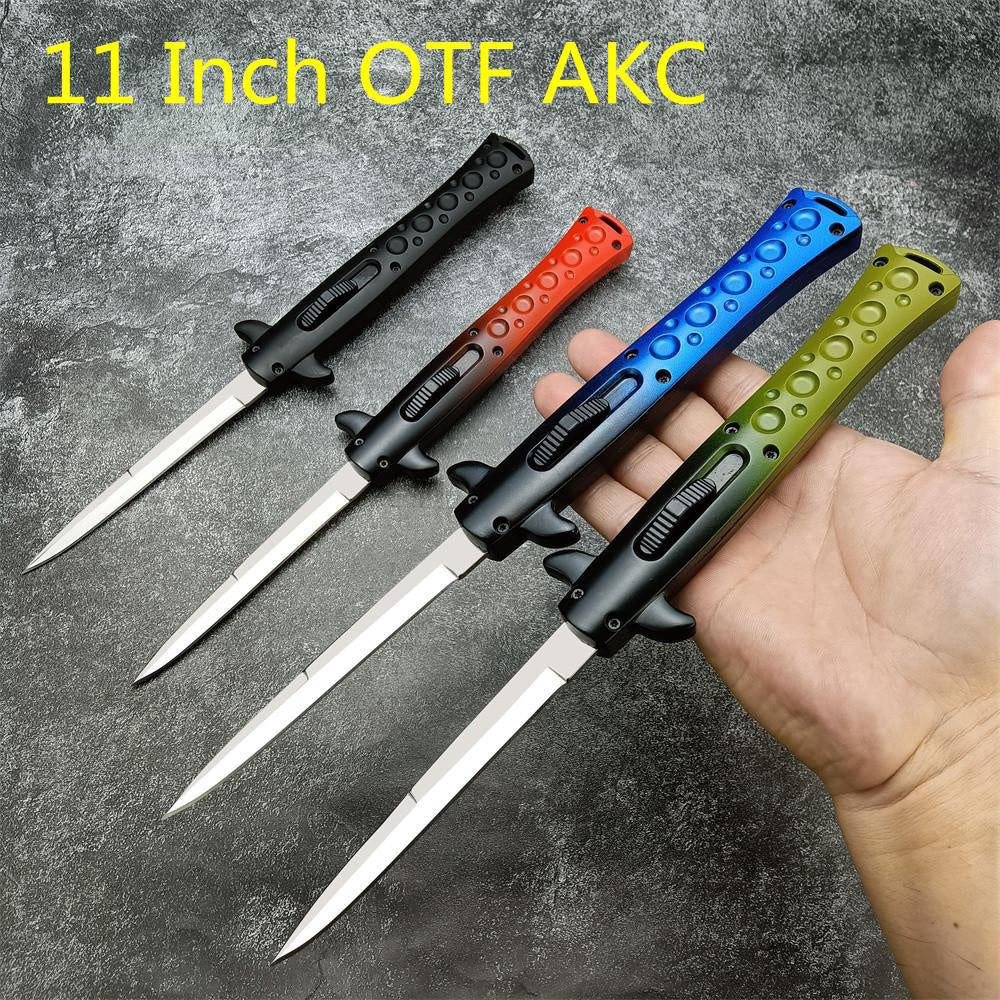 9 inch 11 Inch AUTO OTF AKC Italy By Bill DeShivs Stiletto Spring Assisted Open Knife 440C Blade Zinc Alloy Handle Straight Out Dagger Quick Opening Knives Tactical Hunting Pocket Tools