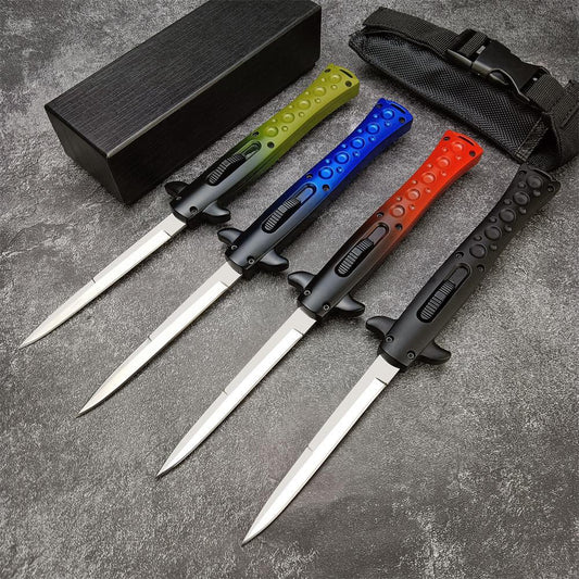 9 inch 11 Inch AUTO OTF AKC Italy By Bill DeShivs Stiletto Spring Assisted Open Knife 440C Blade Zinc Alloy Handle Straight Out Dagger Quick Opening Knives Tactical Hunting Pocket Tools