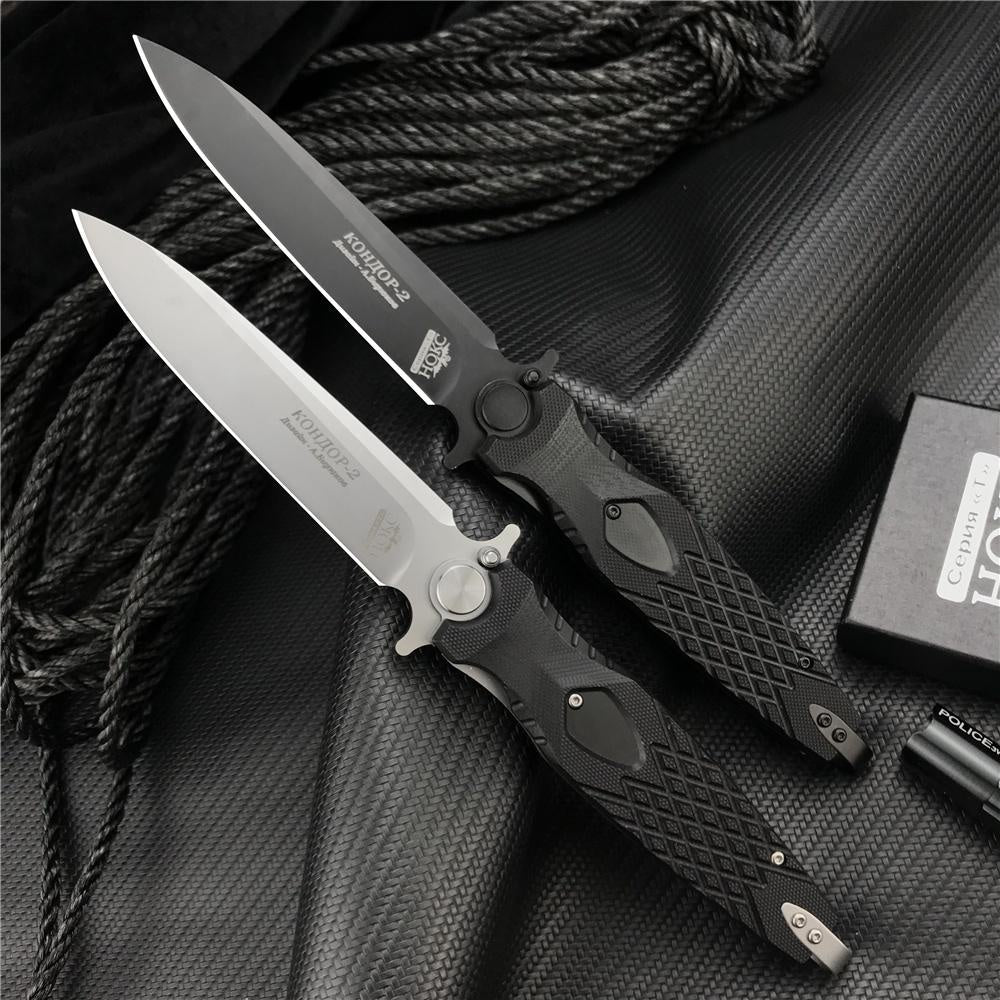 NEWEST Spring Assisted Open Folding Pocket Knife Russian NOKS HOKC ROCKET Folding Knife, Tough D2 Stainless Steel Blade Anti-slip G10 Handle, Multi Functional Hand Tool for Military Survival Defense and Outdoor Hunting Tactical Gear