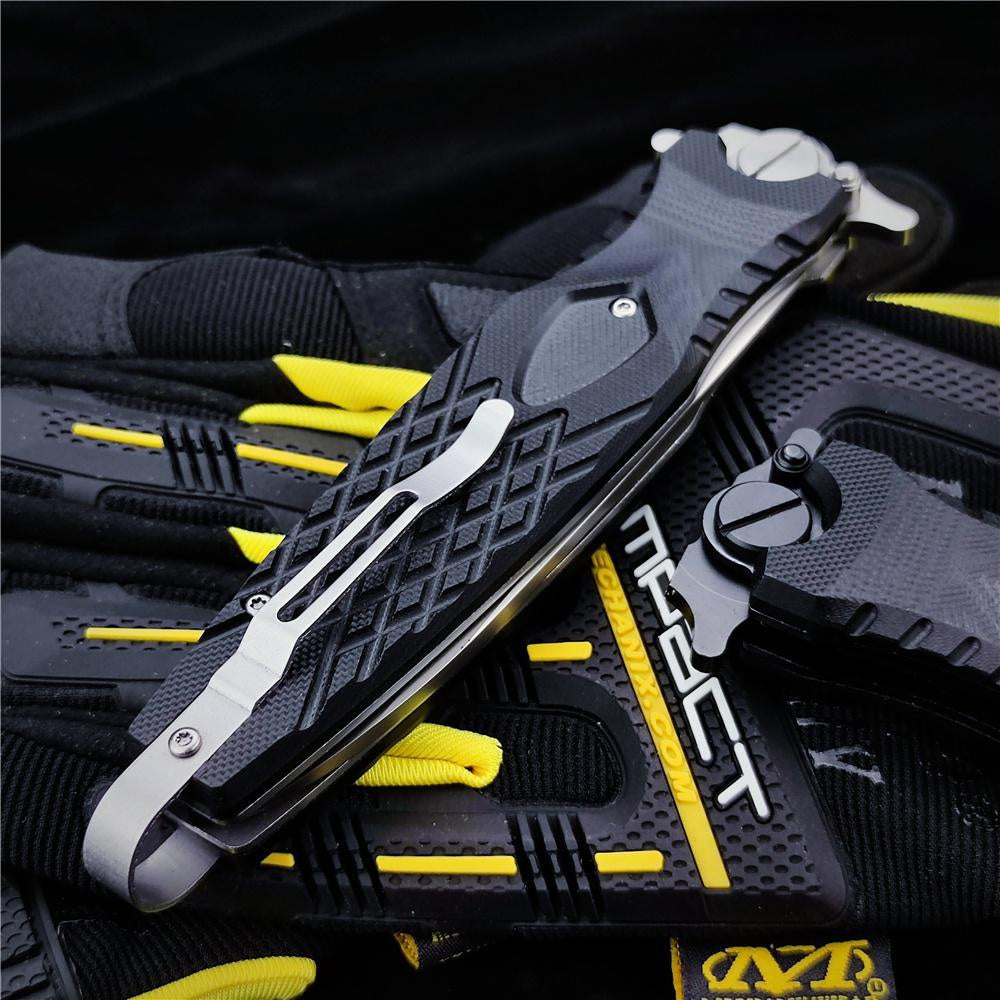 NEWEST Spring Assisted Open Folding Pocket Knife Russian NOKS HOKC ROCKET Folding Knife, Tough D2 Stainless Steel Blade Anti-slip G10 Handle, Multi Functional Hand Tool for Military Survival Defense and Outdoor Hunting Tactical Gear