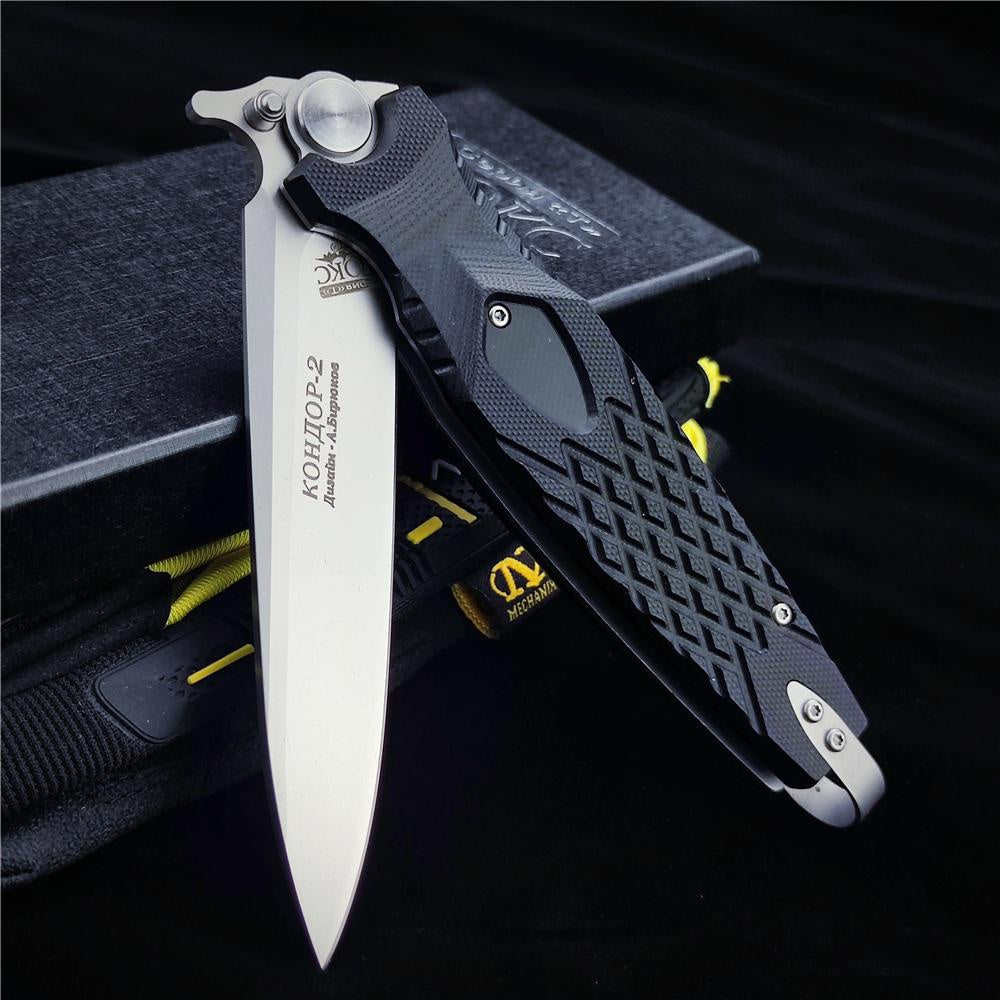 NEWEST Spring Assisted Open Folding Pocket Knife Russian NOKS HOKC ROCKET Folding Knife, Tough D2 Stainless Steel Blade Anti-slip G10 Handle, Multi Functional Hand Tool for Military Survival Defense and Outdoor Hunting Tactical Gear