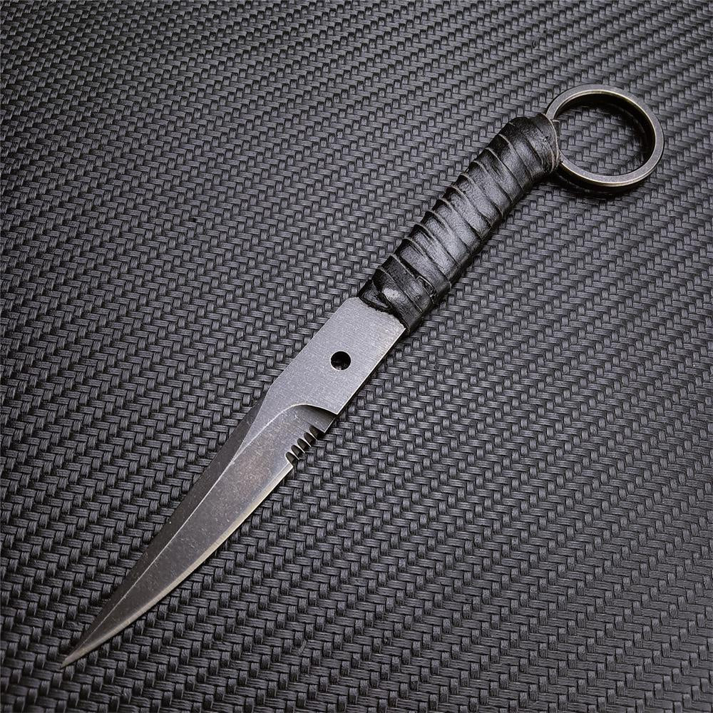 Bastinelli Mini Fixed Balde Bayonet - 8Cr13Mov Sharp Blade PU Leather Rope Handle EDC Belt Knife for Outdoor Hunting Camping