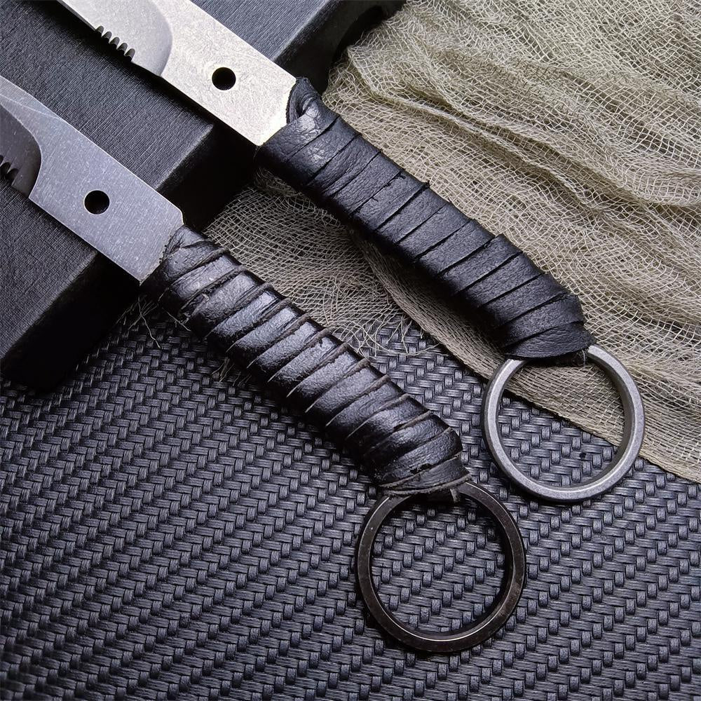 Bastinelli Mini Fixed Balde Bayonet - 8Cr13Mov Sharp Blade PU Leather Rope Handle EDC Belt Knife for Outdoor Hunting Camping